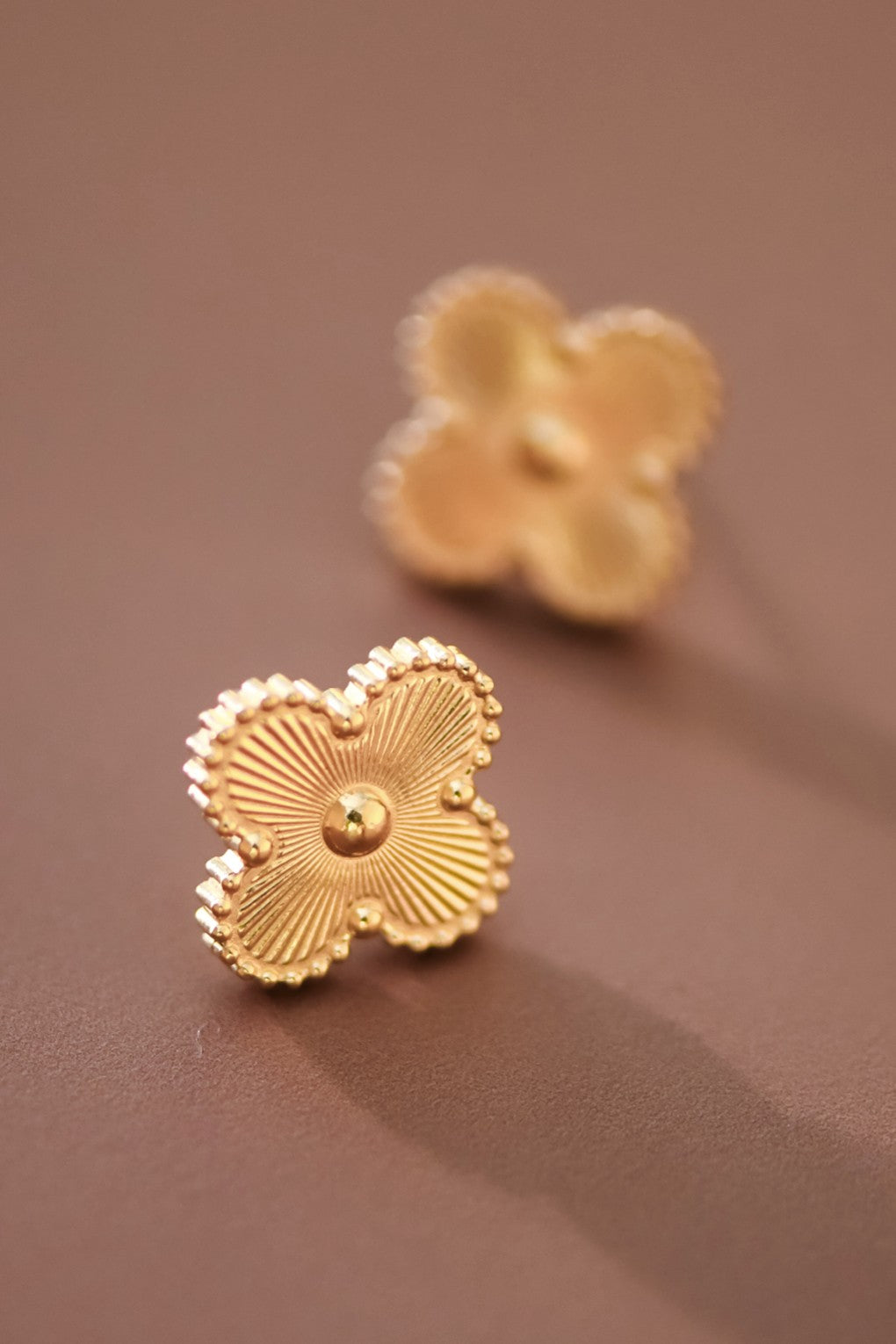 18k Waterproof Stainless Steel Clover Studs