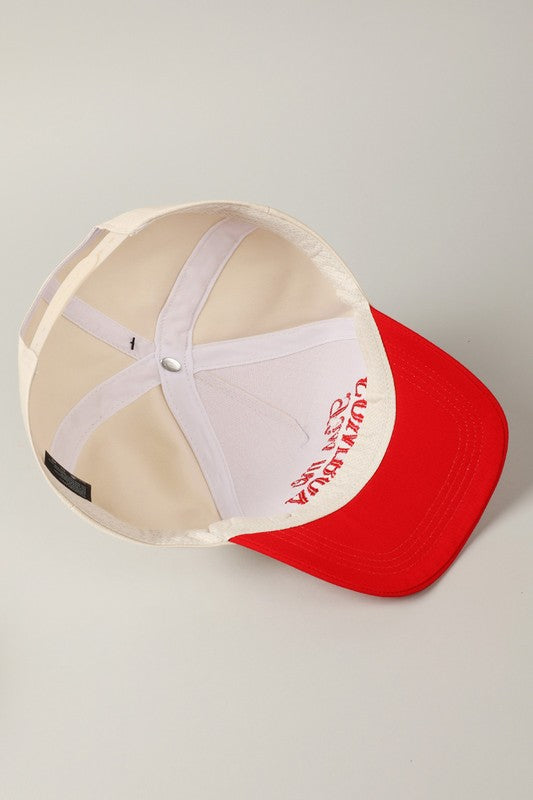 Kiss Me Cowboy Embroidery Trucker Hat-Red