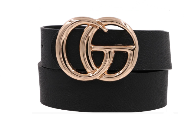 CG Metal Buckle Faux Leather Belt, Plus Size