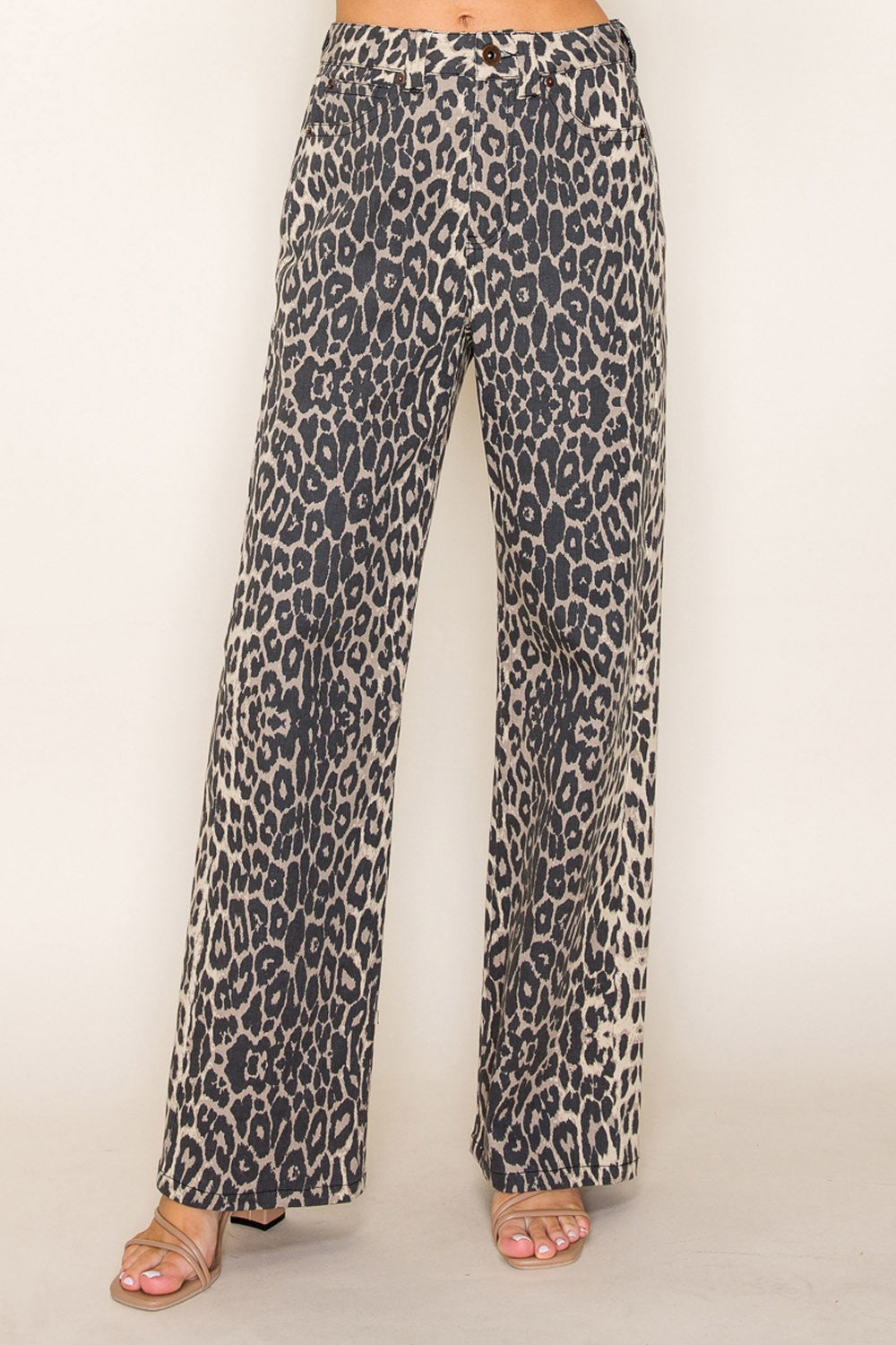 High Waisted Animal Print Knit Jeans
