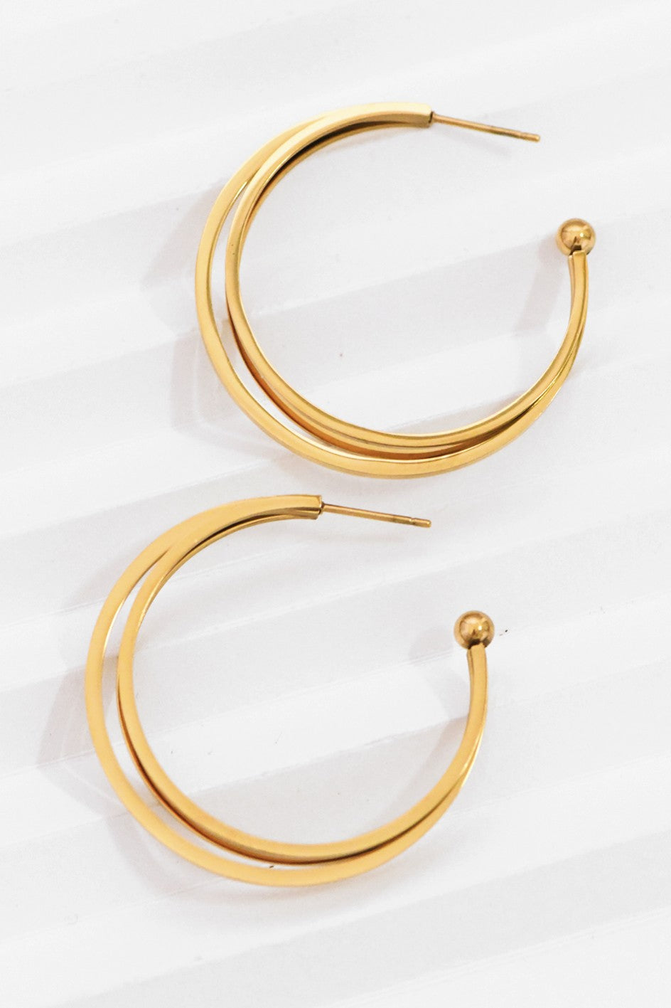 18K Waterproof Non-tarnish Stainless Steel Hoops Earrings