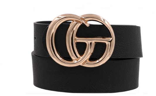 CG Metal Buckle Faux Leather Belt, Plus Size