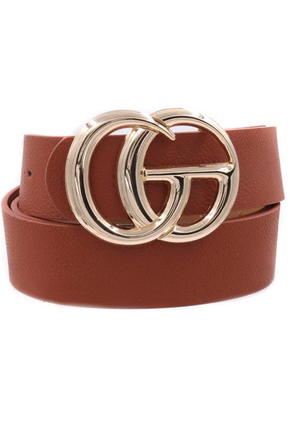 CG Metal Buckle Faux Leather Belt, Plus Size